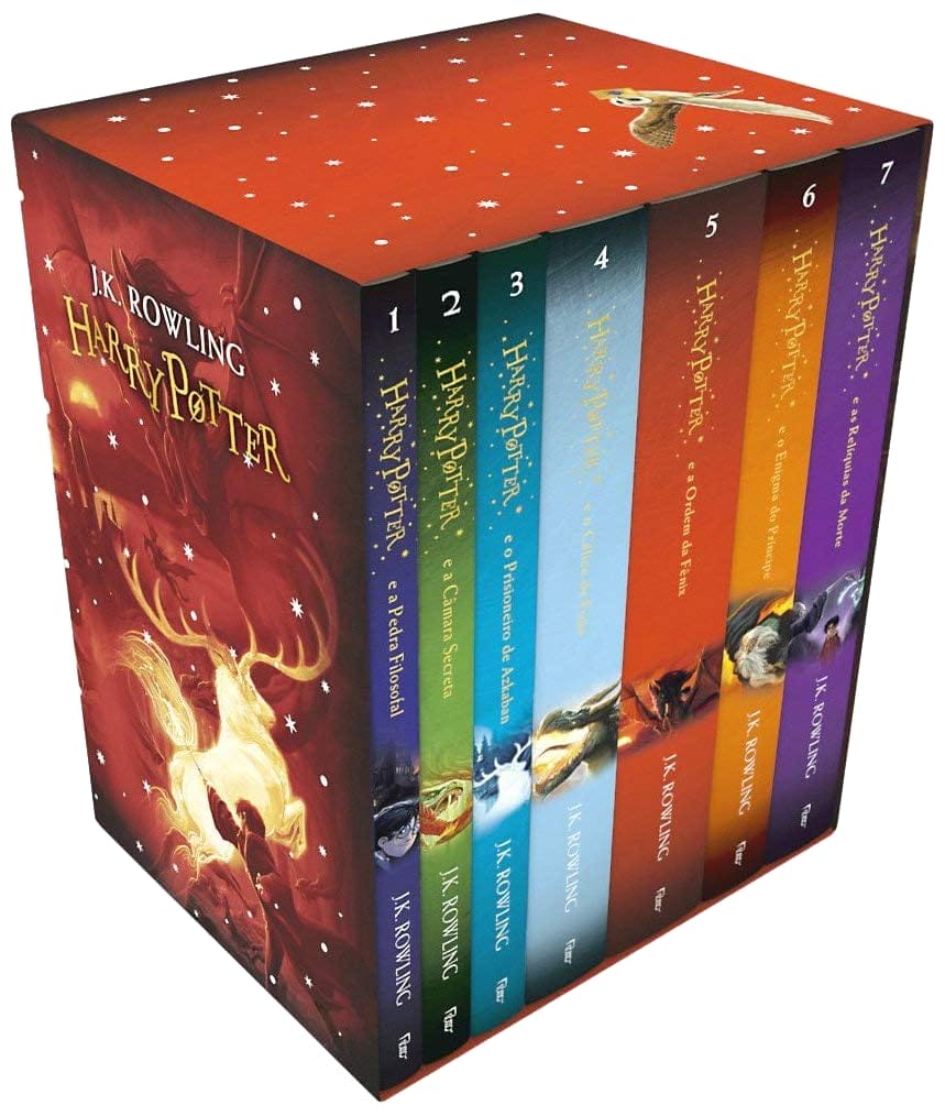 box com os sete livros do harry potter