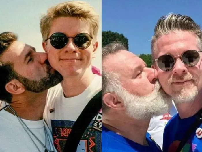 casal gay recria foto