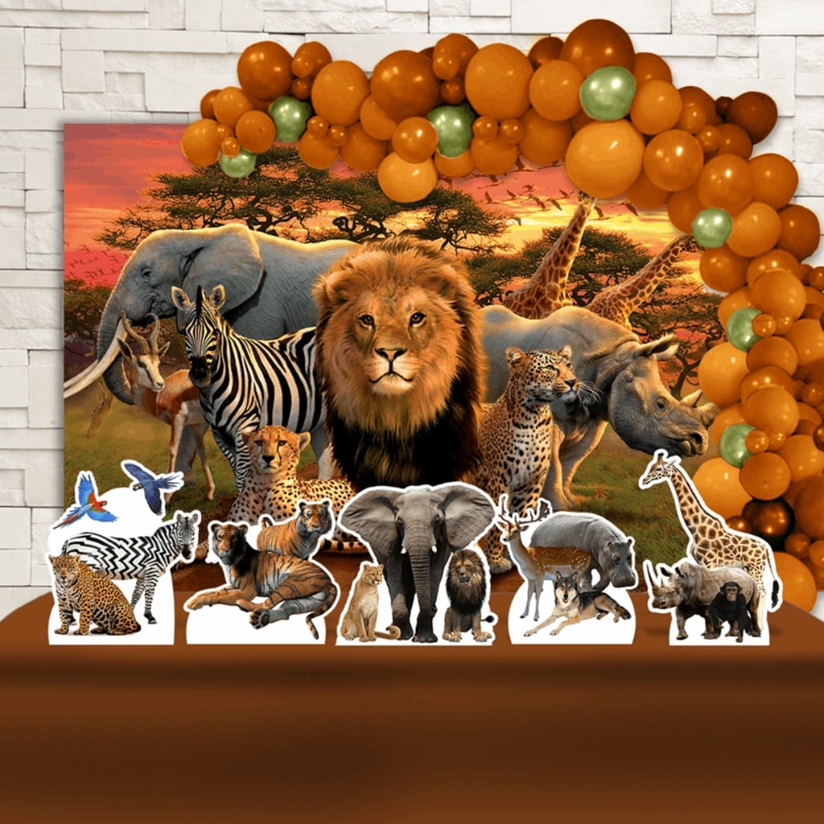 painel de festa de safari ou floresta