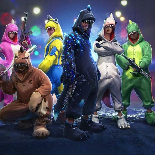 Novos personagens, uma das razões pela qual o Free Fire vicia, aparecem vestidos com macacões de animais e roupas fofinhas, fazendo cara de mal