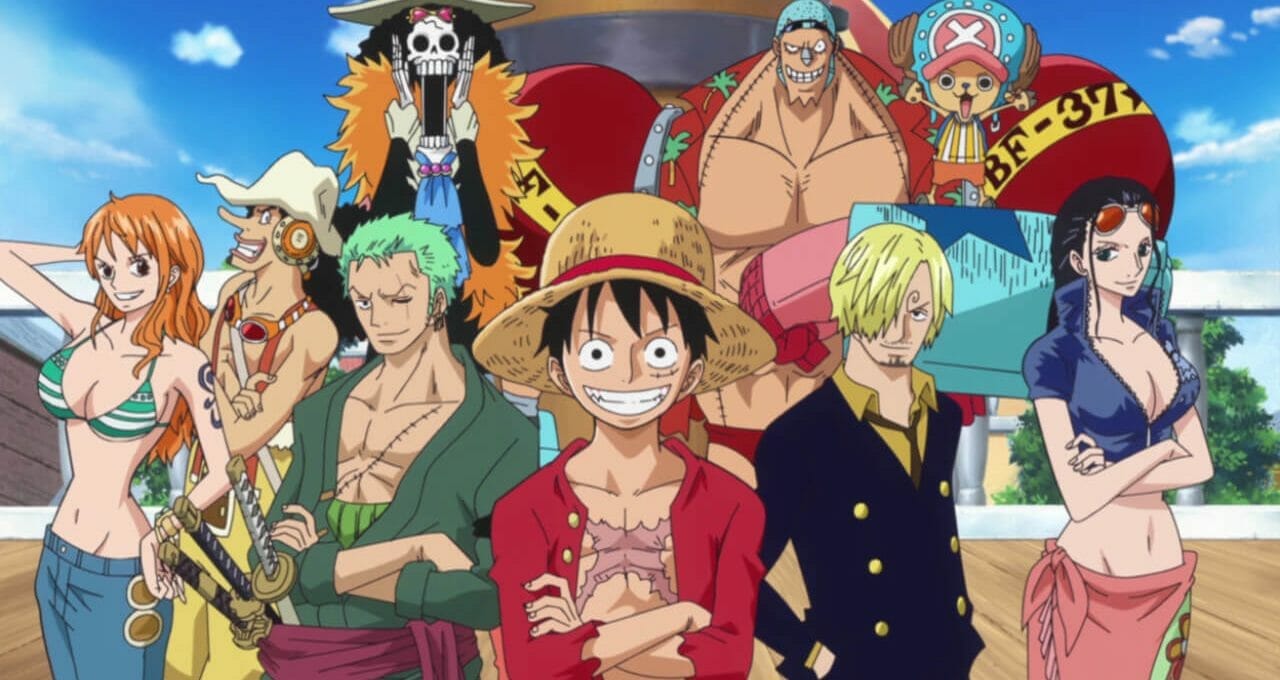personagens do anime one piece, representando o conceito de 'animes para assistir em família'