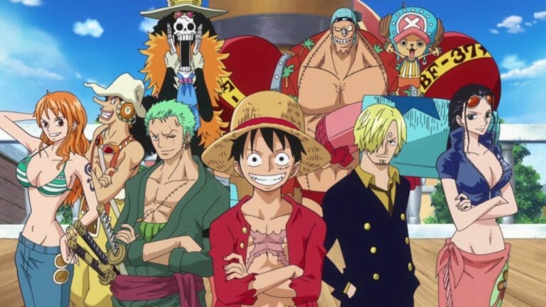 personagens do anime one piece, representando o conceito de 'animes para assistir em família'