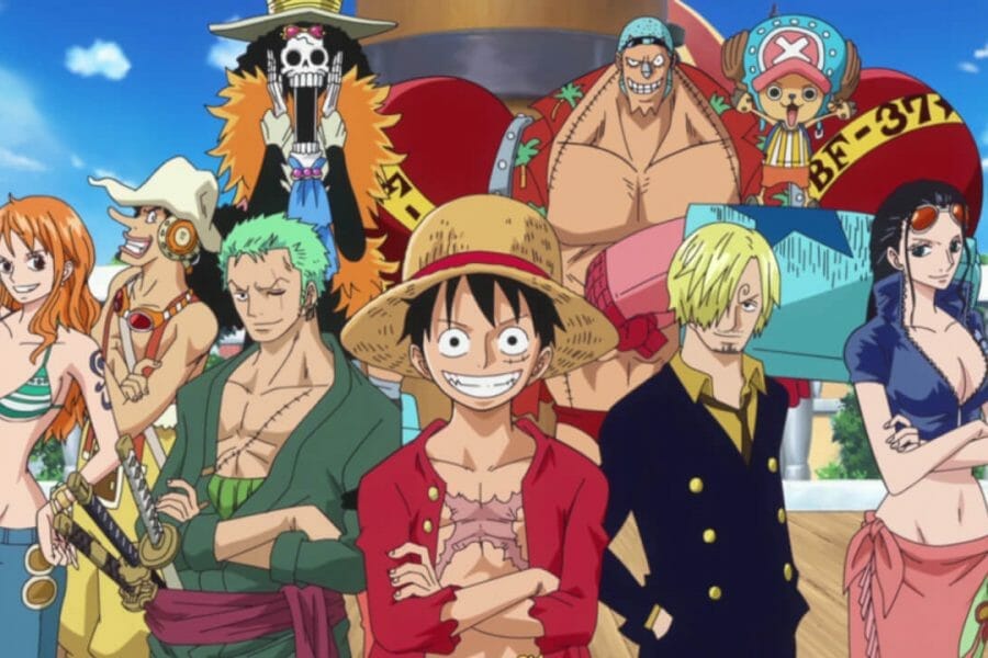personagens do anime one piece, representando o conceito de 'animes para assistir em família'