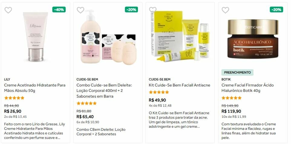 produtos de skin care