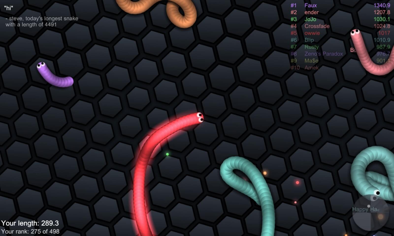 captura de tela do jogo slither.io